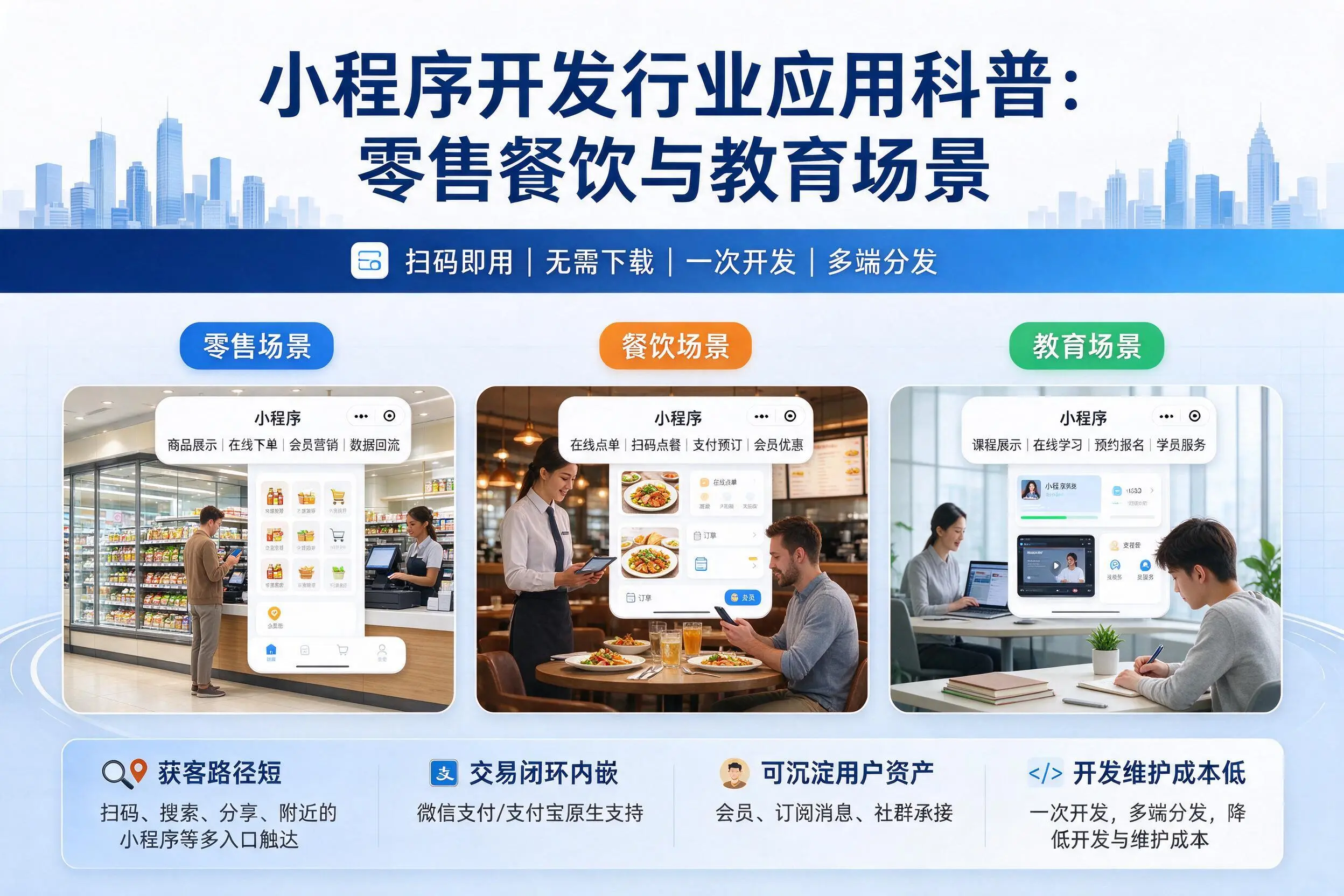 安康小程序开发行业应用科普：零售餐饮与教育场景