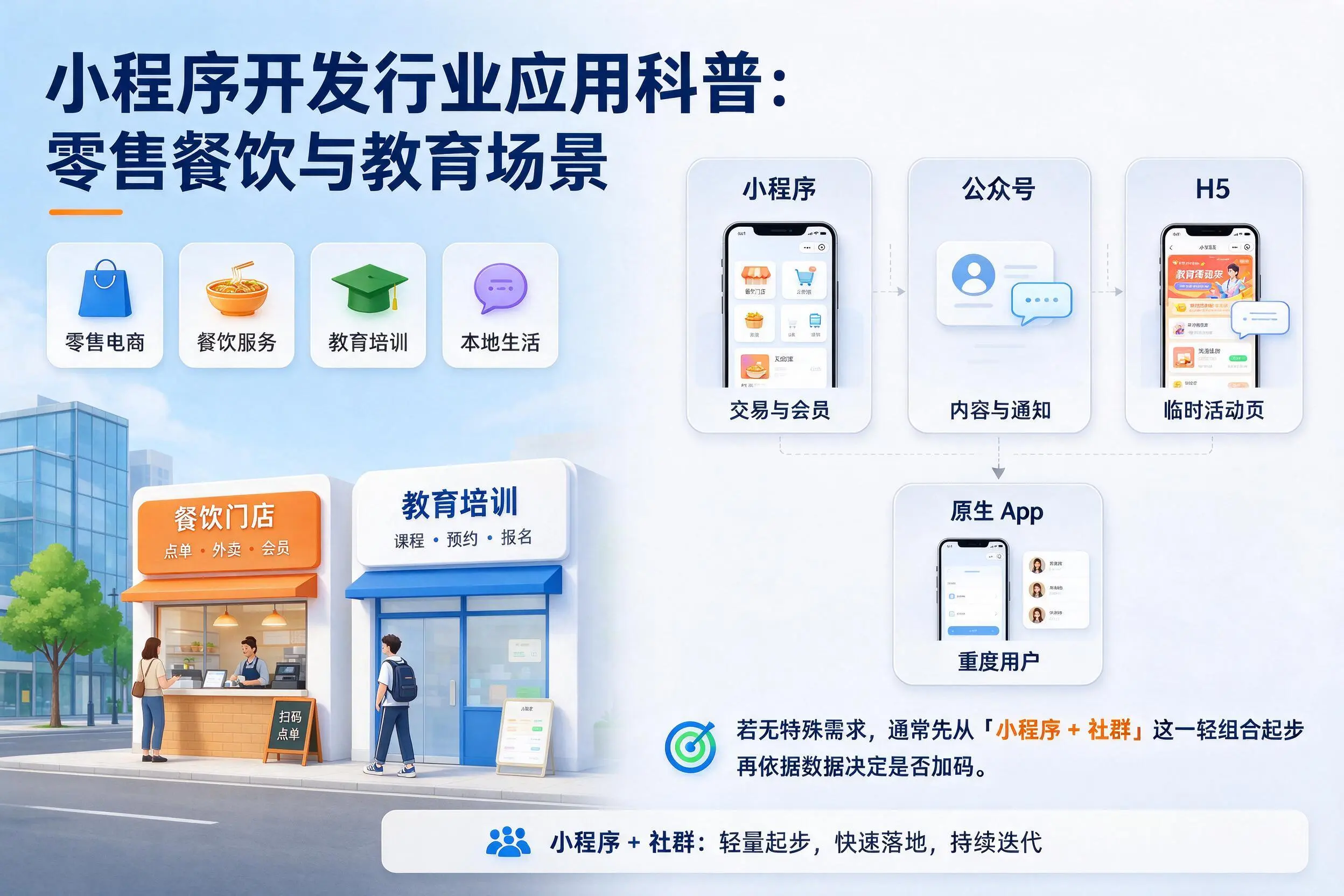 安康小程序开发行业应用科普：零售餐饮与教育场景