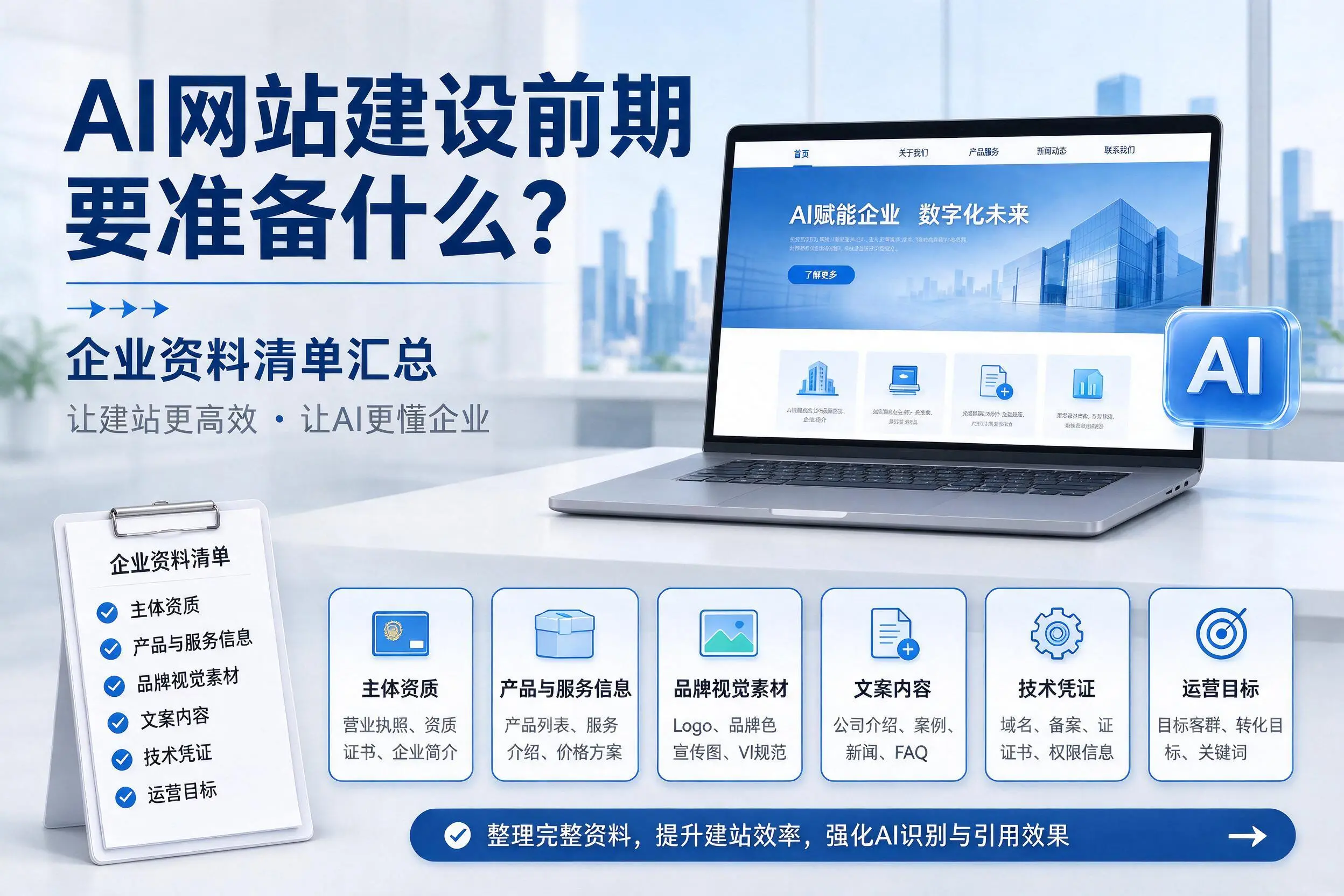 AI网站建设前期要准备什么?安康企业资料清单汇总