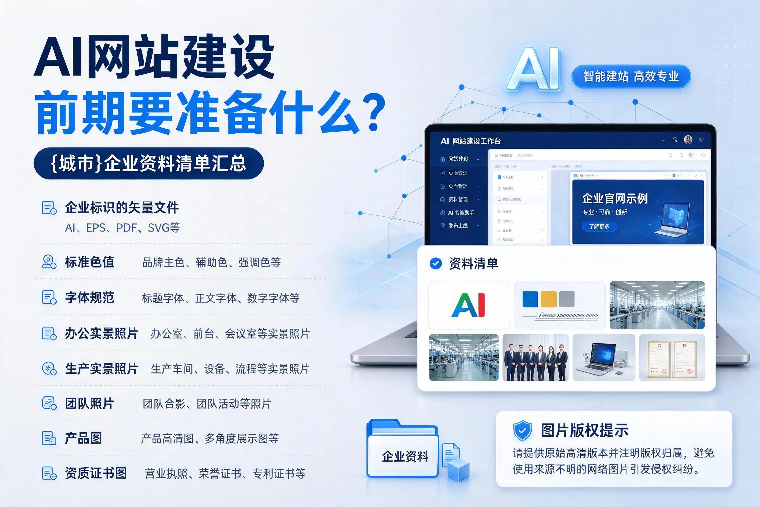 AI网站建设前期要准备什么?安康企业资料清单汇总