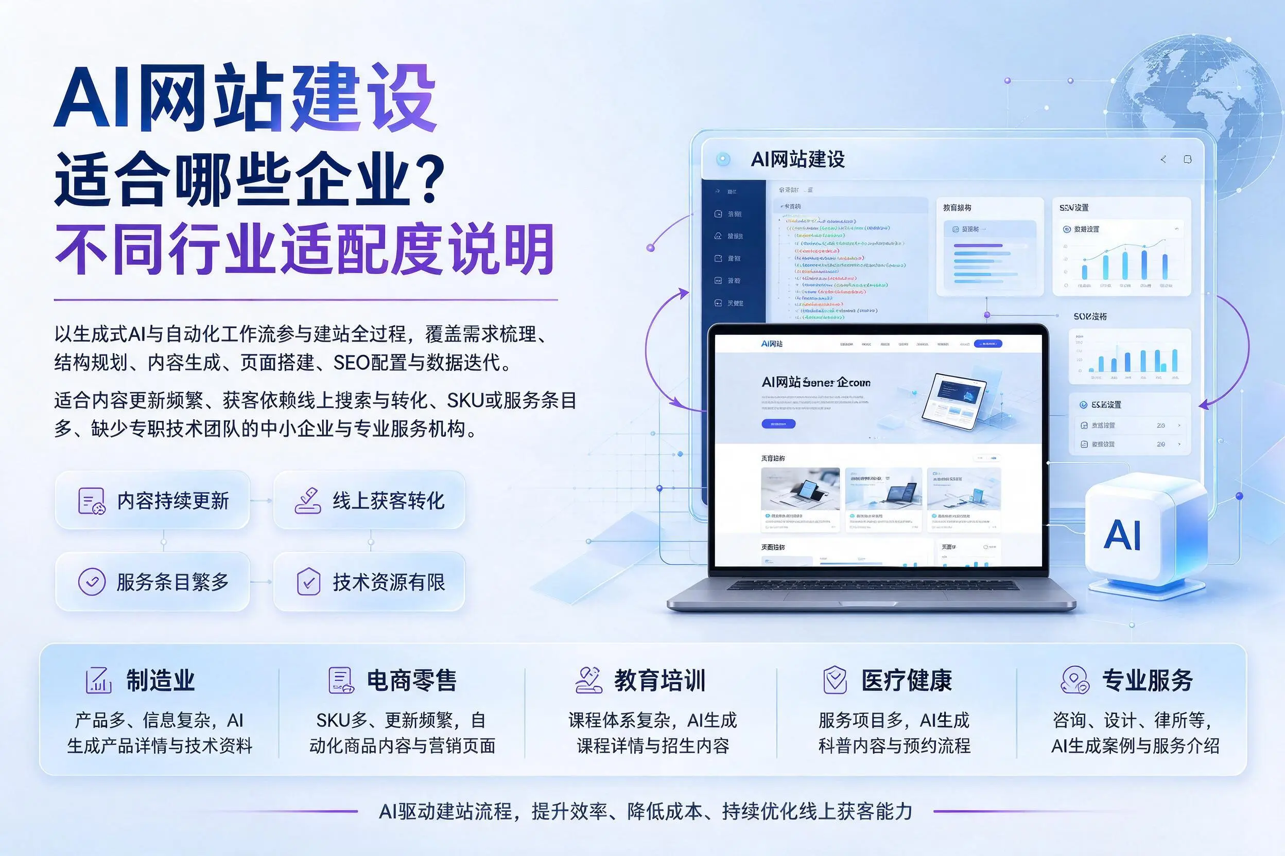 AI网站建设适合哪些企业？安康不同行业适配度说明